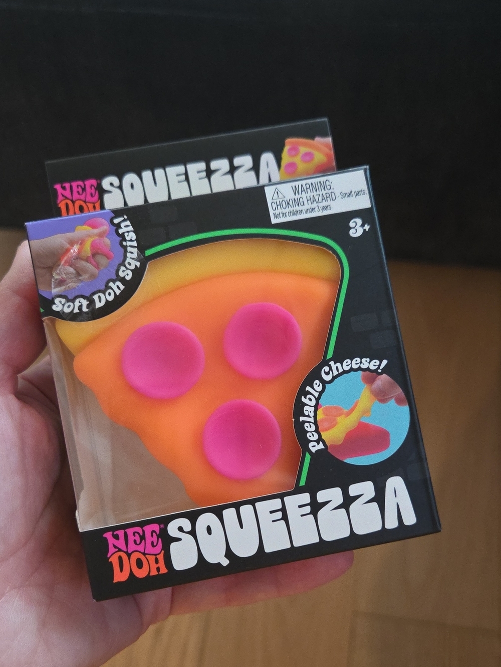 Nee Doh Squeeza Pizza Squishy Toy - Orange & Pink. Open Box